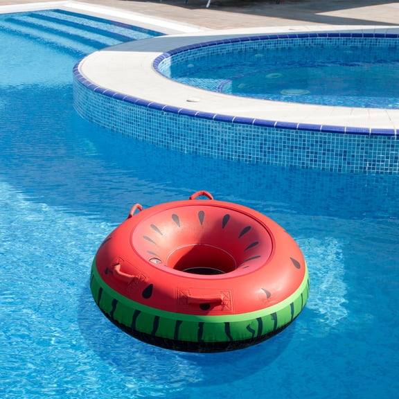 Swimline 48" Round Watermelon Themed Inflatable 1-Person Swimming Pool Tube - Red/Green