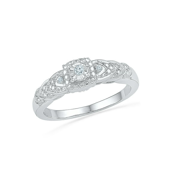 STERLING SILVER 0.03 CTTW WHITE DIAMOND FASHION RING