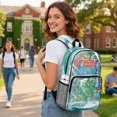thumbnail image 3 of ZIATUBLES Clear Backpack 17 Inch, Heavy Duty Fabric & PVC Sports Transparent Bookbag for Boys Girls, Ocean Turtle Coral Print See Through Backpack for School, Work & Security, 3 of 7