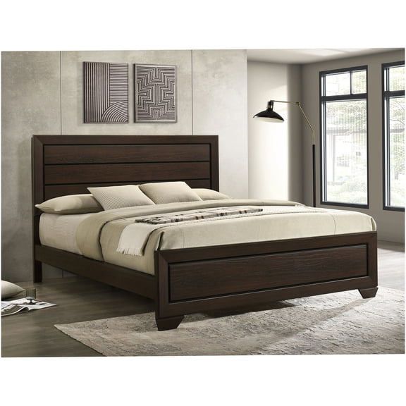 California King Platform Bed Frame with Headboard and Footboard, Dark Brown Wood Panel Base for Enhanced Mattress Support, No Box Spring Needed