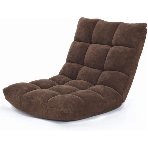 Casart Floor Chair Lounger Folding Gaming Sofa Chaise Lounge with 14 Adjustable Position, Steel Frame, Sponge Padded Sleeper Bed Couch Recliner (Brown)