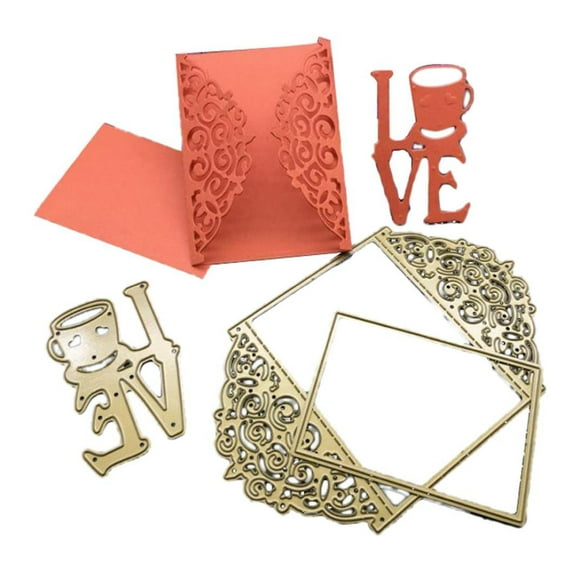 Transer Metal Cutting Dies Stencil DIY Scrapbooking Embossing Album Paper Card Craft (Gold)