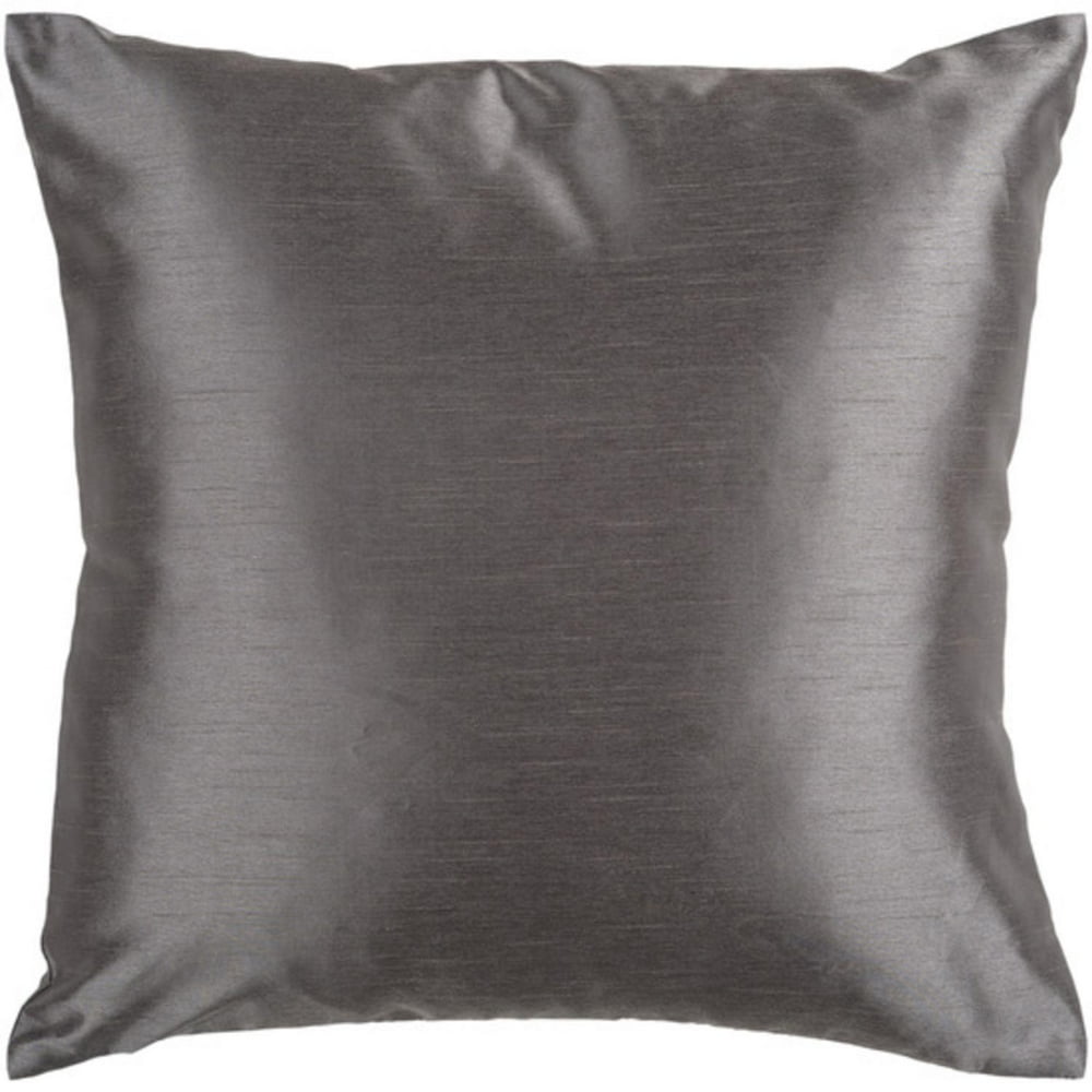 22" Shiny Solid Charcoal Gray Decorative Throw Pillow