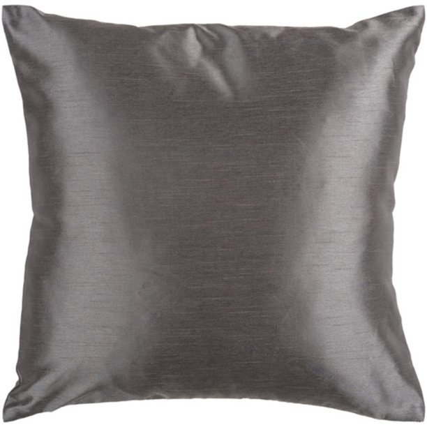 22" Shiny Solid Charcoal Gray Decorative Throw Pillow