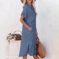 thumbnail image 3 of Vestido clásico con cuello de solapa Color sólido para mujer traje informal holgado con abertura lateral, 3 of 9