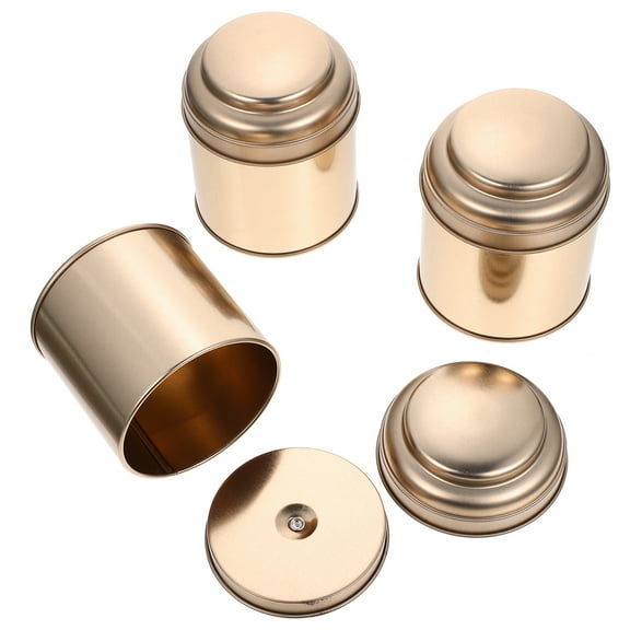FESTFENDS Small Tea Tins Portable Mini Tea Holder Golden 3Pcs 3.7x3x3in