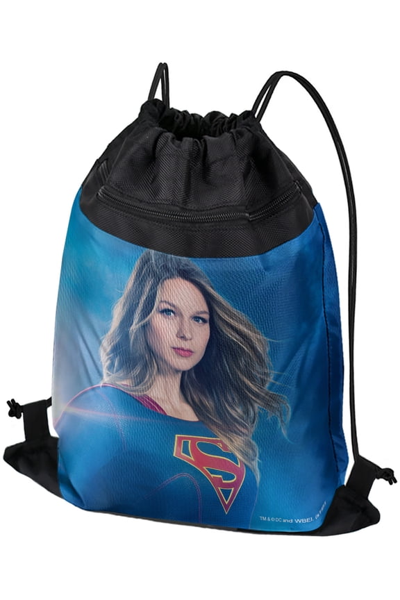 Supergirl TV Series Supergirl Character Drawstring Backpack Sports Bag Sackpack 17" x 13", Perfect for Gym, Yoga or Practice