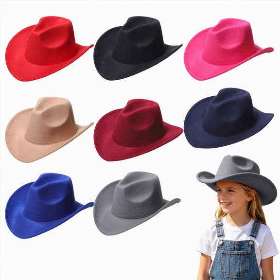 4-10 Years Kids Hat Kids Western Hats Toddler Boys Girls Cowboy Felt Fedora with Belt Buckle 3-7T Western Cowboy Hat Dance Hat,Wine