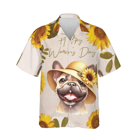 Happy Women's Day French Bulldog Sunflower Vintage Proud Mom Hawaiian Shirt Breathable Summer Unisex Merch Dog Lover Gifts - 02030