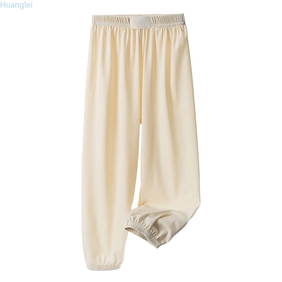 Huanglei Girls Ice Silk PantsPants Elastic High Waisted Casual Trousers For Kids Summer Flowy Stretchy Pants Girls Casual Pants