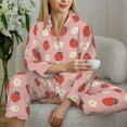 thumbnail image 4 of Goofa Strawberry Printed Women’s 2 Piece Pajama Set Super,Pajamas Women's Long Sleeve Sleepwear Soft Button Down Loungewear Pjs Lounge Set Nightwear-, 4 of 9