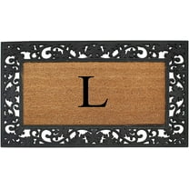 A1 Home Collections Rubber Coir Doormat Outdoor Entrance Floor Entryway Mat, Beige/Black, 23"x 38"