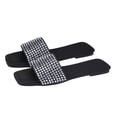 thumbnail image 2 of Sandalias deslizantes para mujer, sandalias planas con punta abierta y brillo de diamantes de imitación para verano, viajes al aire libre, playa, negro 39, 2 of 8