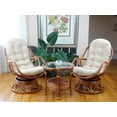 thumbnail image 6 of Wickerix Set of 2 Bali Lounge Swivel Rocking Chairs with Cream Cushion and Pelangi Round Coffee Table Natural Rattan Wicker Handmade, Colonial, 6 of 6