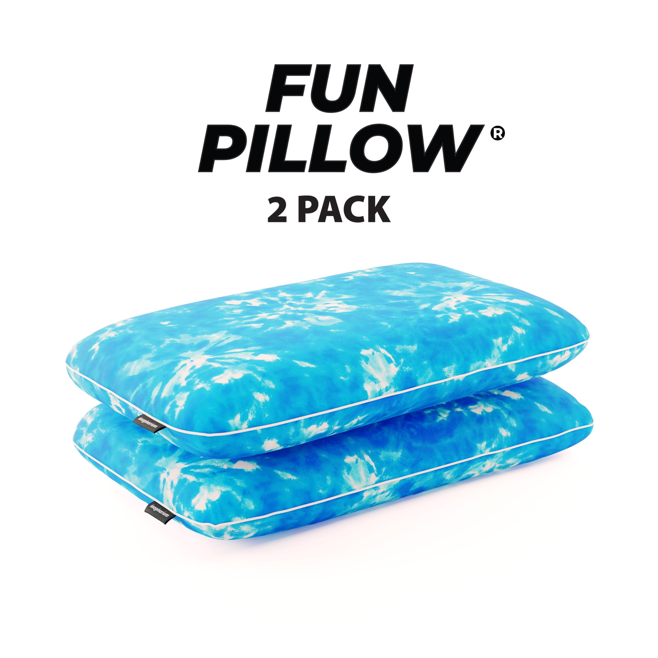 Memory Foam Fun Pillow with Cool-to-the-Touch Cover, Standard/Queen, Ocean Ice, 2 Pack