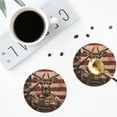 thumbnail image 5 of Gaeub Patriotic Deer Soldier Salute Print 6 Pcs Leather Coasters for Drinks ,Drink Coasters Sets,Drink Table Cup Coasters for Living Room Kitchen Coffee Decor,Round Shape, 5 of 7