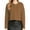 Khaki, variant on SSLR Oversized T-Shirts for Women Long Sleeve Crop Tops Henry Neck Waffle Ribbed Top