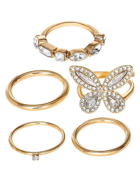 Jessica Simpson Butterfly Ring Set, Set of 5