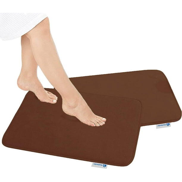 Set de 2 Tapetes para Baño Bluelander Antiderrapante Memory Foam Café