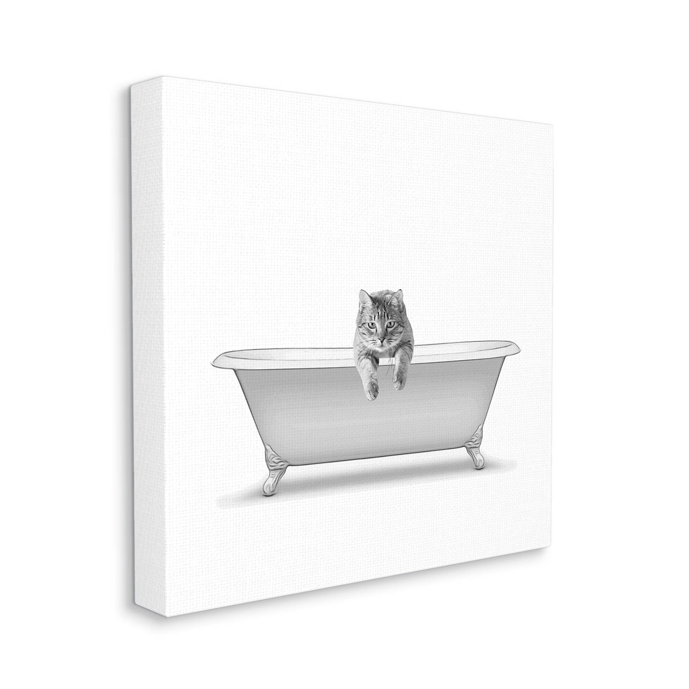 Stupell Industries Cat Antique Tub Funny Bathroom Graphic Art Gallery Wrapped Canvas Print Wall Art, Design by Annalisa Latella