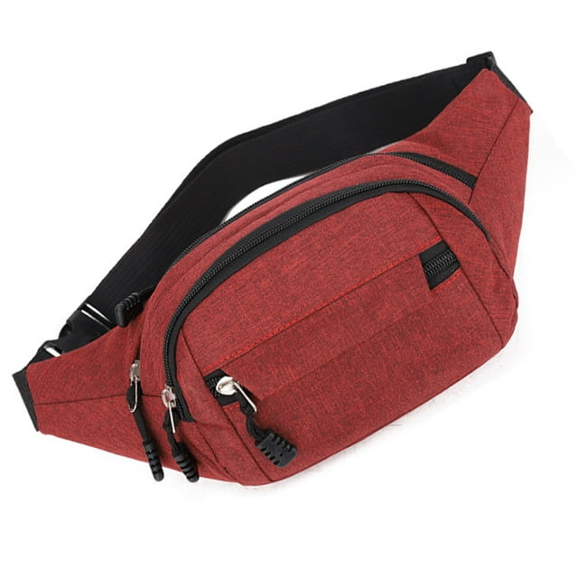 Riñonera para hombre y mujer, riñonera grande y riñonera con correa ajustable, color rojo