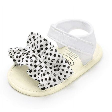 

Baby Fashion Sandals Polka Dot Plaid Bowknot Decorated Casual Flat Breathable Walking Shoes