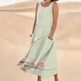 thumbnail image 2 of RKSTN Robes pour Femmes Décontractées Fluides Amples Grande Taille Robes d'Été Mode Boho Imprimé Floral Sans Manches Col Rond Maxi Robes avec Poches, 2 of 5