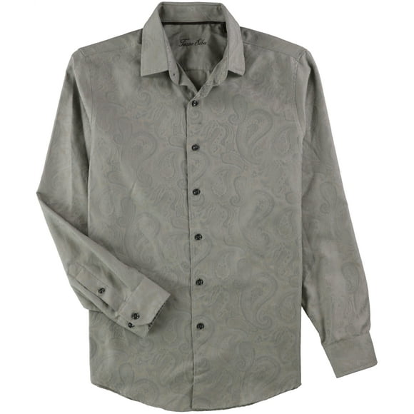 Tasso Elba Mens Marcus Paisley Button Up Shirt, Grey, Small