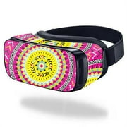 Skin Decal Wrap Compatible With Samsung Gear VR (Original) cover Sticker Design Pink Aztec