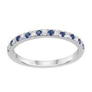 Brilliance Fine Jewelry Kr15907-dw12sp:ss Crd Bl Saph &1/10 Cttw Diamond Ring