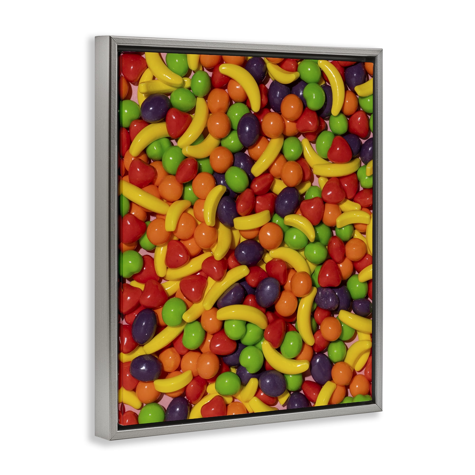Stupell Industries Retro Assorted Fruit Candy Gray Framed Floater Canvas Wall Art, design by LISH Creative