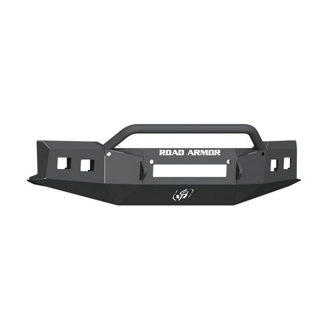 Road Armor Bumper 3191F4B-NW Stealth Pre-Runner; One Piece Design; Direct Fit; Mounting Hardware Included; With Round Pre-Runner Guard; Without Winch Mount; With Shackle Mounts; With Cube Light Pods