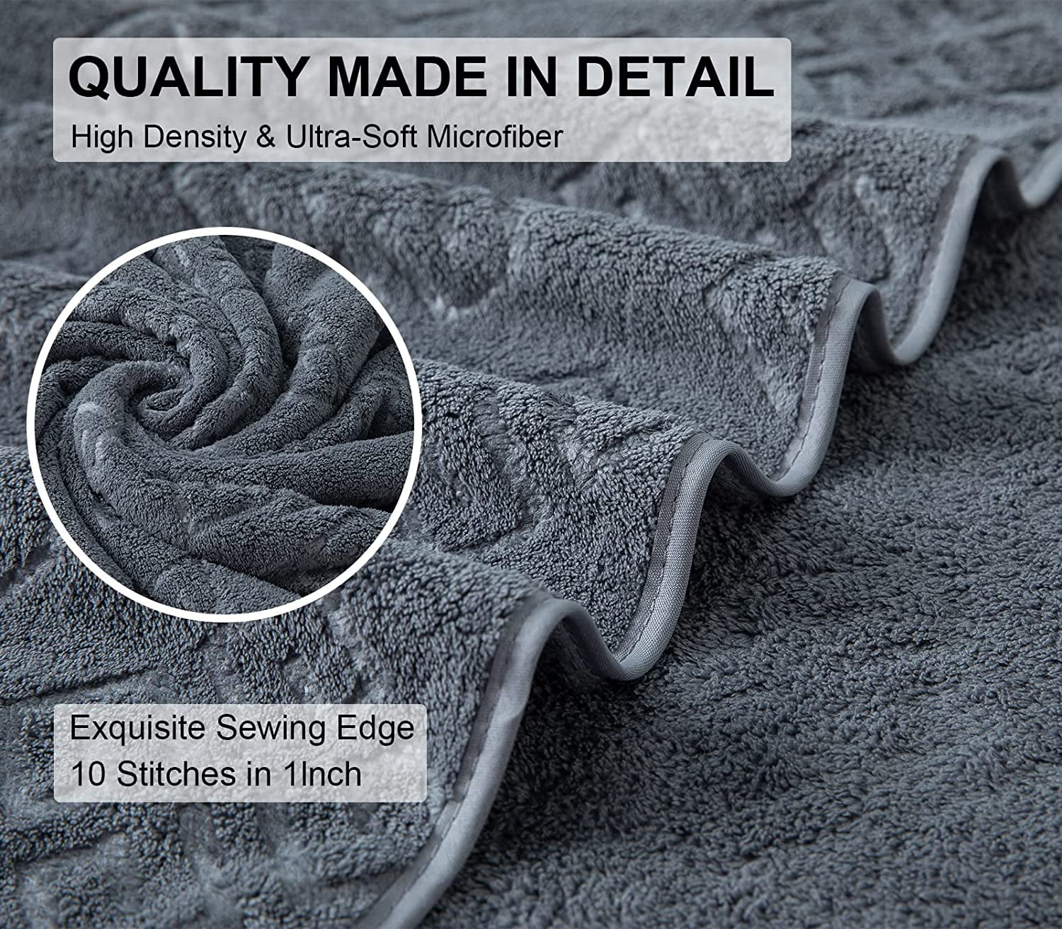 Jessy Home 8 Piece Home Collection Ultra Soft Cozy Towels 600 GSM Dark Gray Plush Towel Set