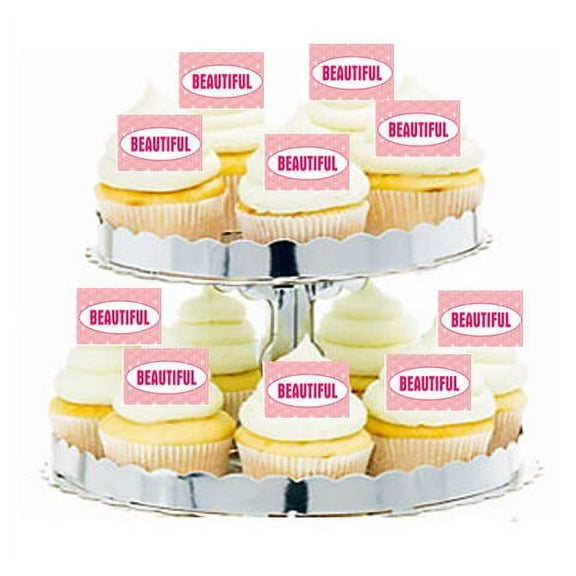 24pk Birthday Beautiful Edible Cupcake Decoration Toppers / Picks