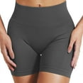 thumbnail image 4 of Women's Quick-Dry High-Waist Yoga Shorts – 3-Inch Butt-Lifting Gym Shorts with Moisture-Wicking Fabric for Fitness, Pilates & Summer Workouts,Gray L, 4 of 5