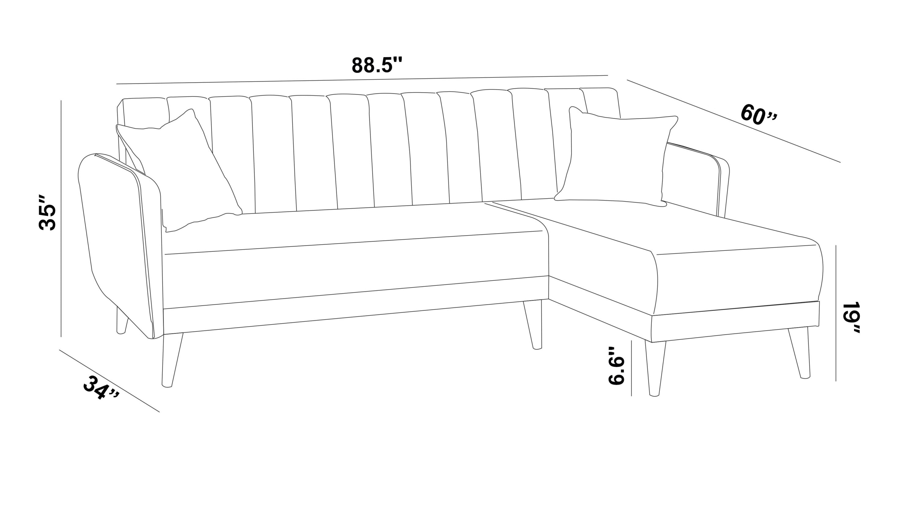 Ada Home Decor Hester Sectional Sofa, Gray