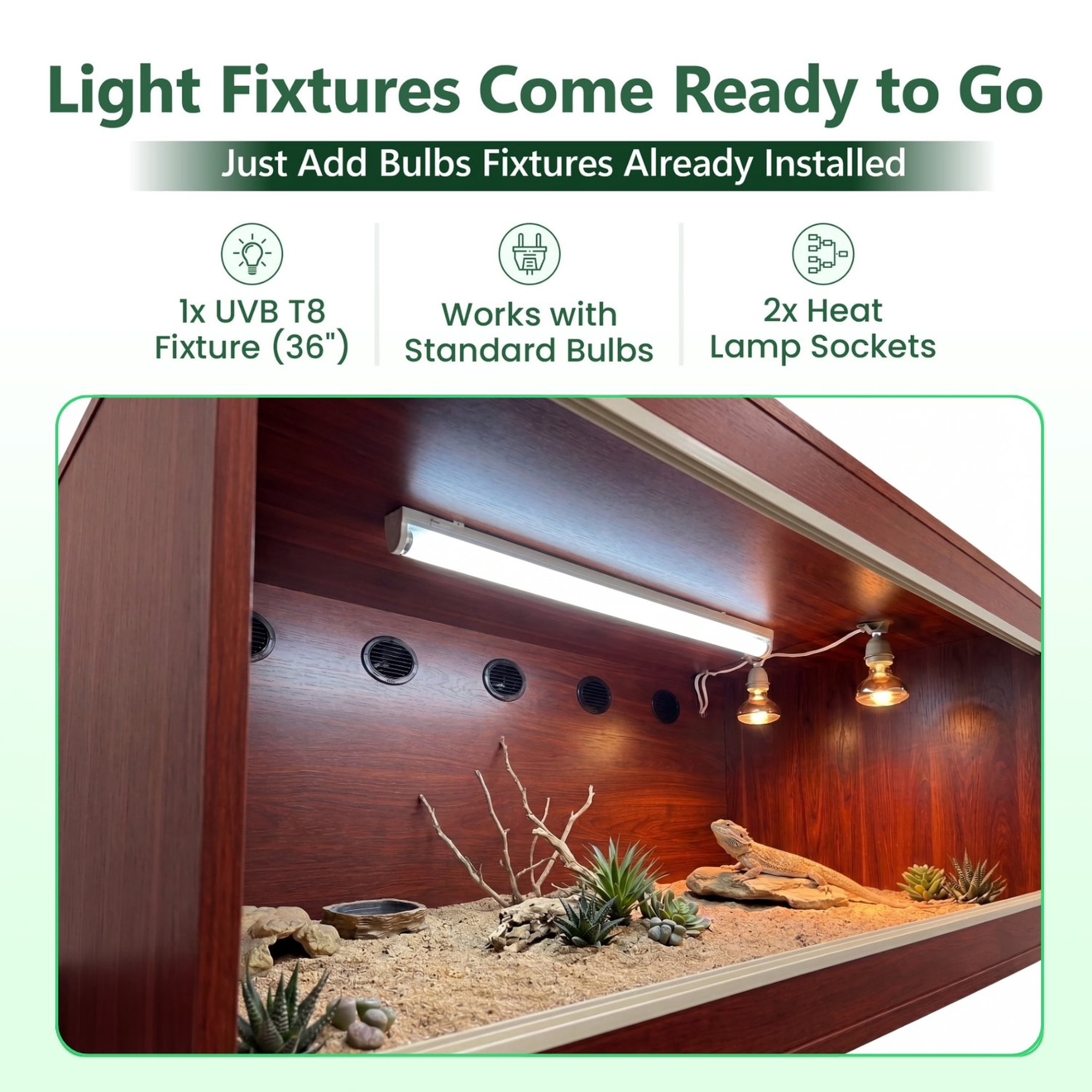 Crawl Creations 180 Gallon Reptile Enclosure, Made in USA 72" x 24" x 24" Bearded Dragon Tank with Sliding Glass Doors, Large Terrarium for Leopard Geckos, Snakes, Lizards & Tortoises - Mahogany