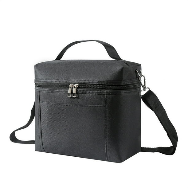 Bolsa isotérmica para el almuerzo (1 unidad), bolsa térmica portátil (23 x 14 x 23 cm), porta alimentos térmico a prueba de fugas para la oficina, picnics, comidas al aire libre (negro)