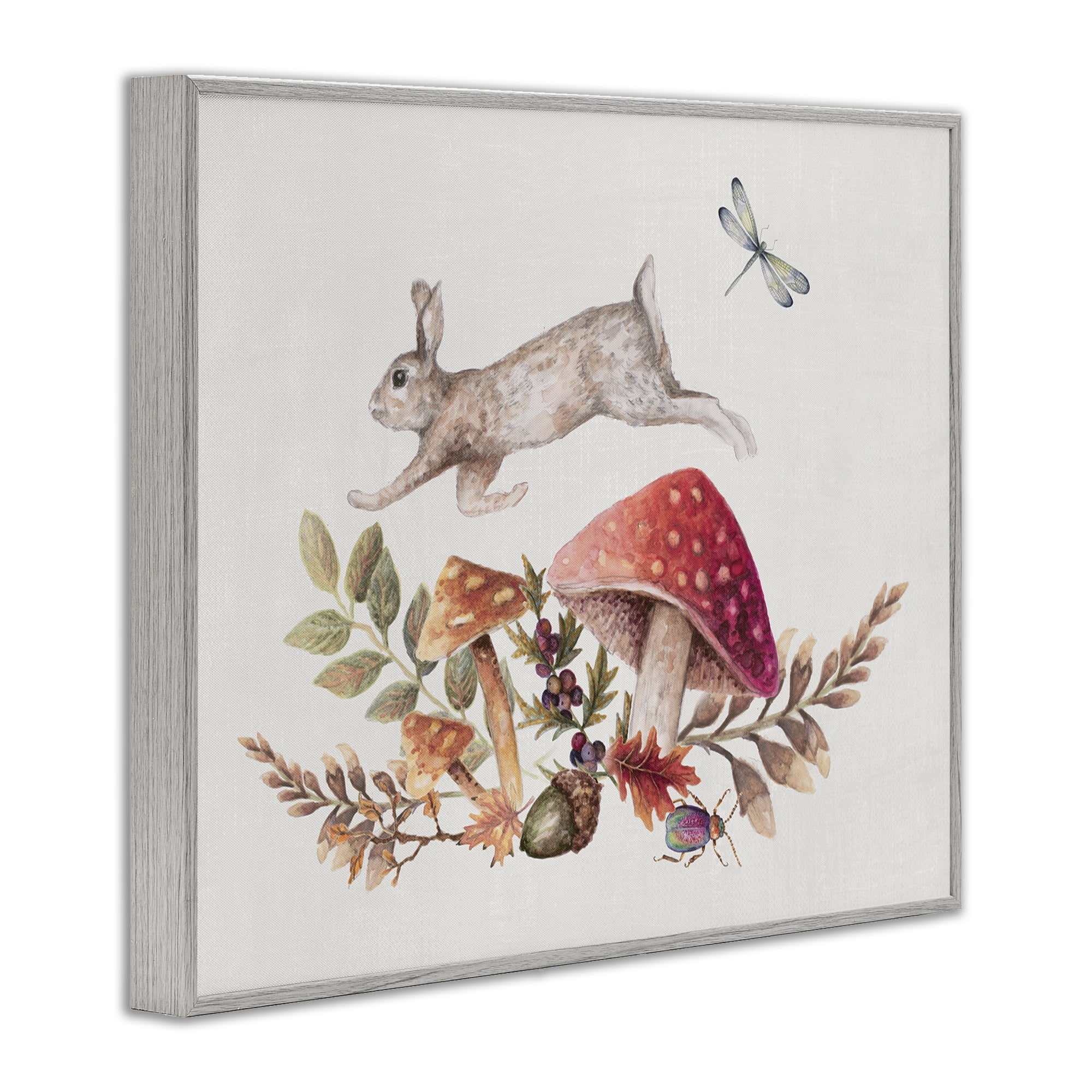 Stupell Industries Rustic Botanicals & Hare Botanical & Floral Painting Gray Framed Art Print Wall Art, 30 x 24