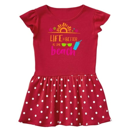 

Inktastic Life Is Better At The Beach Sunglasses Cocktail Gift Toddler Girl Dress
