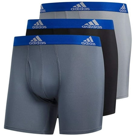 Adidas Men's Performance Boxer Brief Underwear (3-Pack) - Grey/Black/Royal