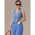 thumbnail image 2 of DARING DIVA Women's V Neck Waistcoat Top Casual Jean Vests XL Light Blue, 2 of 7
