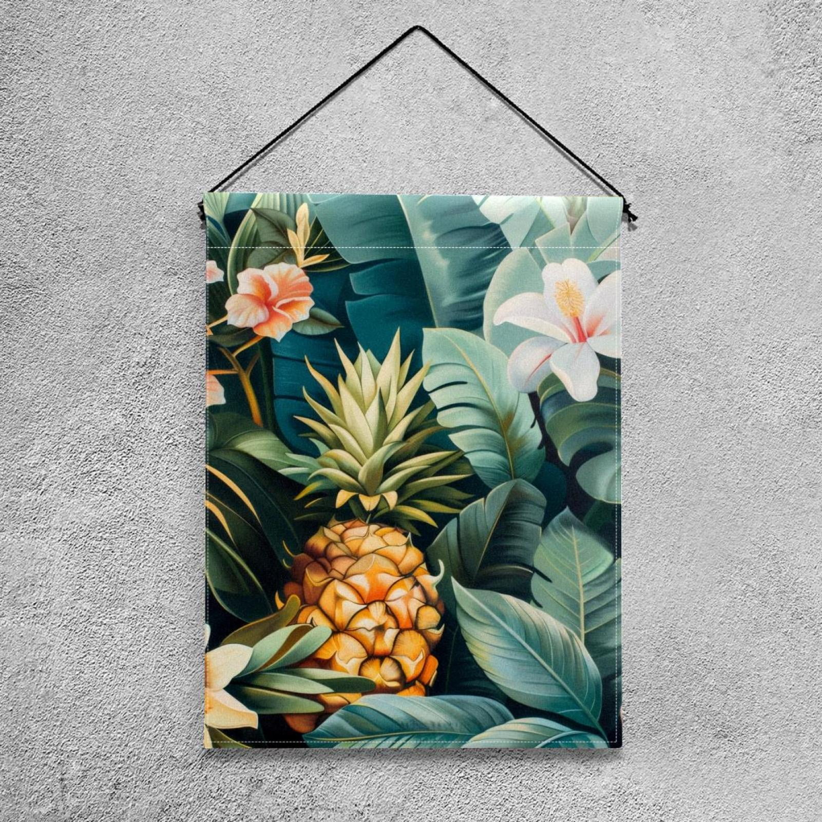 Welcome Tropical Plants Pineapple Flowers Garden Flag, Vertical Double Sided Small House Flag, Yard Farmhouse Outdoor Deck Veranda Lawn Decor 28x40 Inch