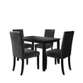 thumbnail image 4 of Home Design Skokie 5-Piece Dining Set, Black/Dark Gray, Rectangular Table with Parsons Cushioned Chairs, Modern Transitional Style, Solid Wood Frame, 4 of 7