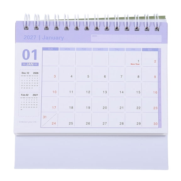 MOKKHNB 2027 Small Desktop Calendar Green Thick Paper Standing Flip Desk Calendar for Office Use