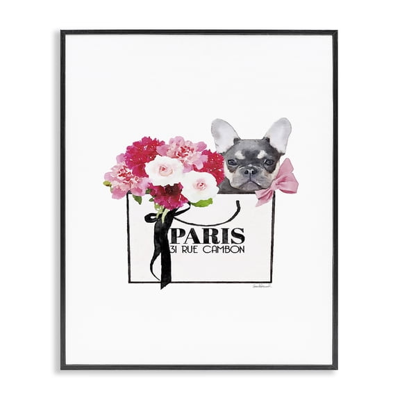 Stupell Industries Art Deco Fashion Bag Flowers & Dog Black Framed Giclee Art, 11 x 14, by Amanda Greenwood