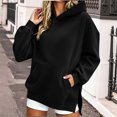 thumbnail image 5 of Kezqiaxn Women's Long Sleeve Hoodie with Pockets Fall Casual Side Slit Pullover Sweatshirt for Women Fashion Clothing Black S, 5 of 7