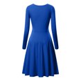 thumbnail image 3 of Winter Deals！Sundresses for Women 2024,Women Elegant Temperament Solid Color Round Neck Long Sleeved Dress,Blue,S, 3 of 3