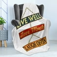 thumbnail image 4 of Saying Soft Flannel Fleece Throw Blanket, Live Well Love Much Laugh Often Words Rusty Signs Tied Chains Print, Cozy Plush for Indoor and Outdoor Use, 50" x 60", Multicolor, by Ambesonne, 4 of 5