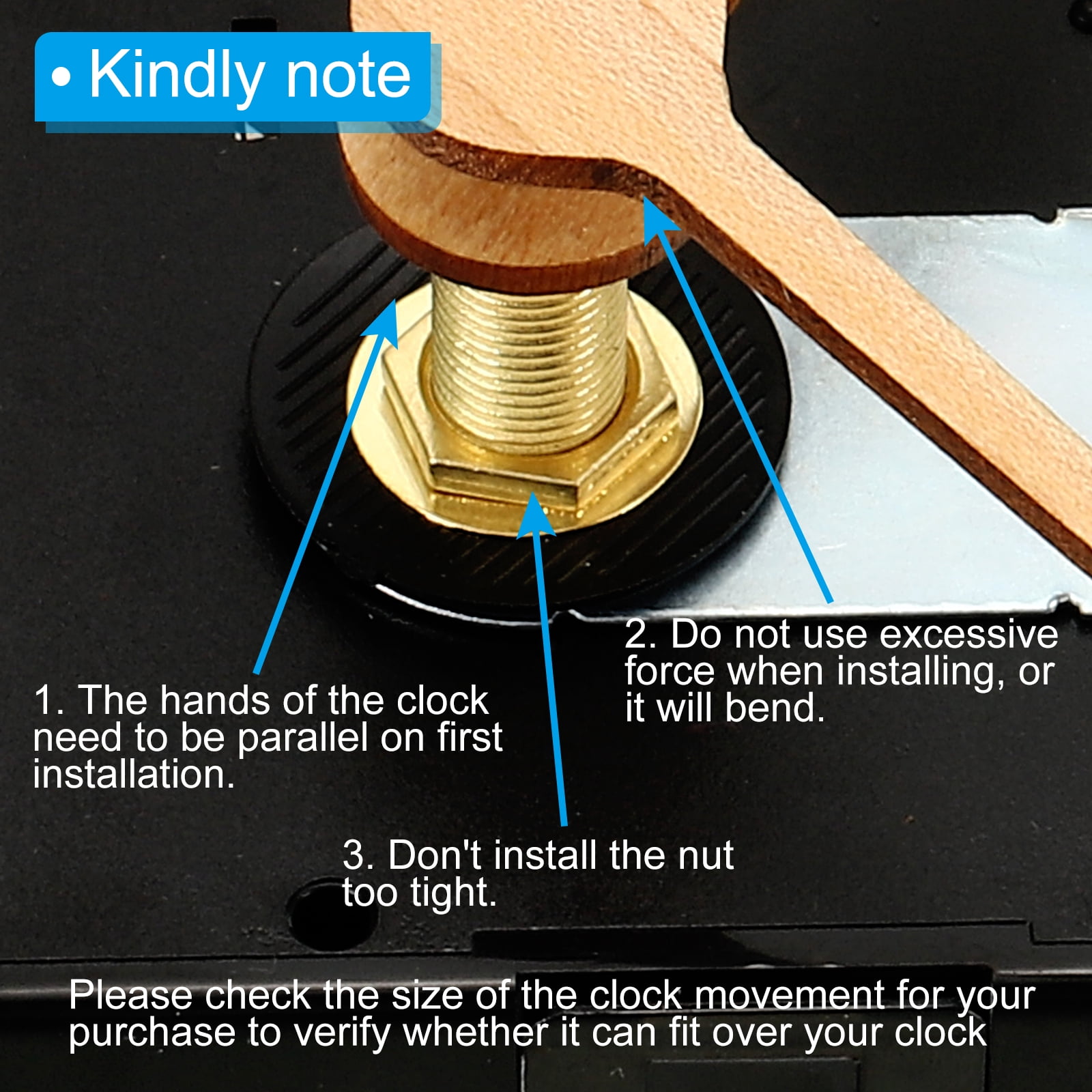 Clock Mechanism Replacement, 4 Pcs Quartz Clock Mechanism Battery Operated DIY Wood Wall Clock Mute, Wooden
